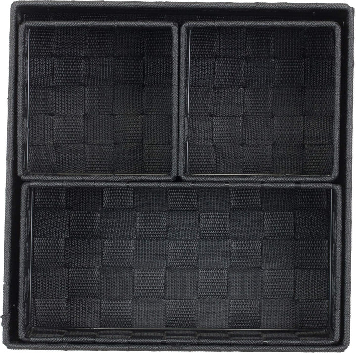 Brandsseller 4er Set Aufbewahrungsboxen - 28x28x10 cm, 26x13x9 cm, 13x13x9 cm (2x) – eckige Regalkör