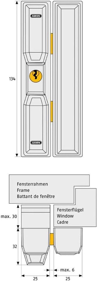 ABUS Fenster-Zusatzsicherung FTS88 AL0125 - Fensterschloss mit 2 verkrallenden Stahlriegeln, gleichs