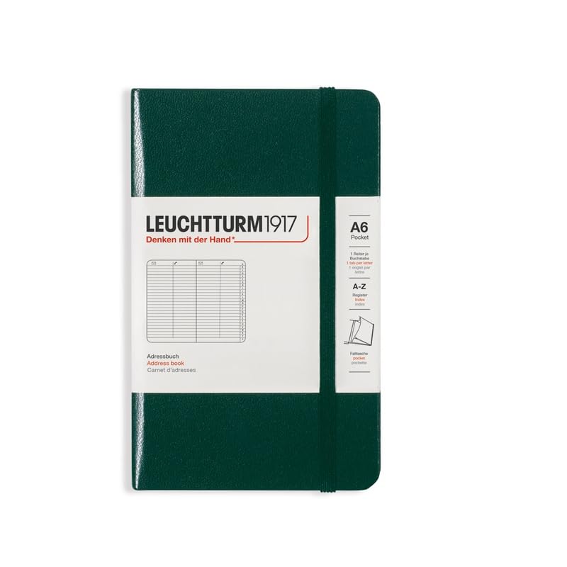 LEUCHTTURM1917 370362 Adressbuch Pocket (A6), Hardcover, Forest Green Forest Green Pocket (A6), Fore