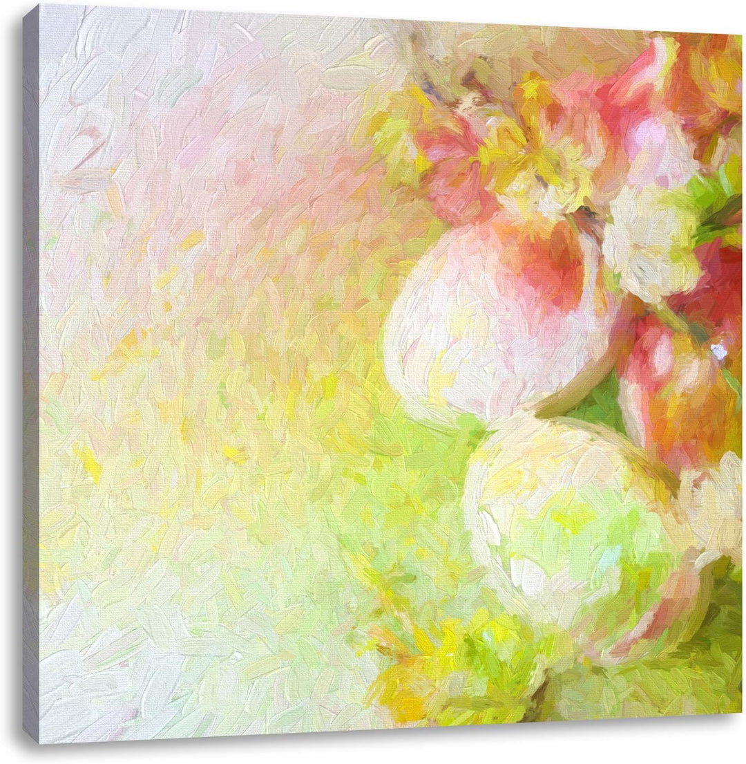 Pixxprint Kunstvolle Ostereier Pinsel Effekt, Format: 70x70 auf Leinwand, 70x70