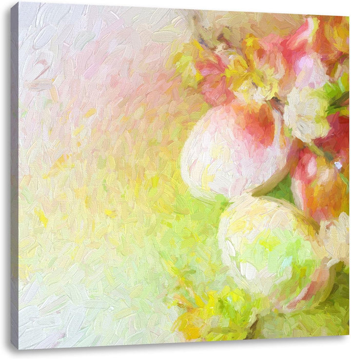 Pixxprint Kunstvolle Ostereier Pinsel Effekt, Format: 70x70 auf Leinwand, 70x70