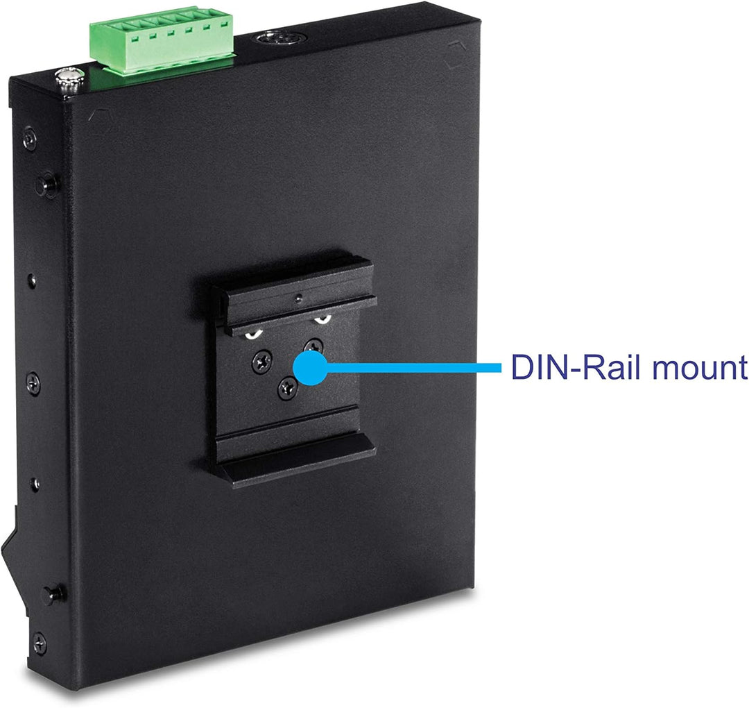 TRENDnet TI-PG50F Industrieller Gigabit-Poe+-Switch mit 5 Ports zur Wandmontage von vorne, 5X Gigabi