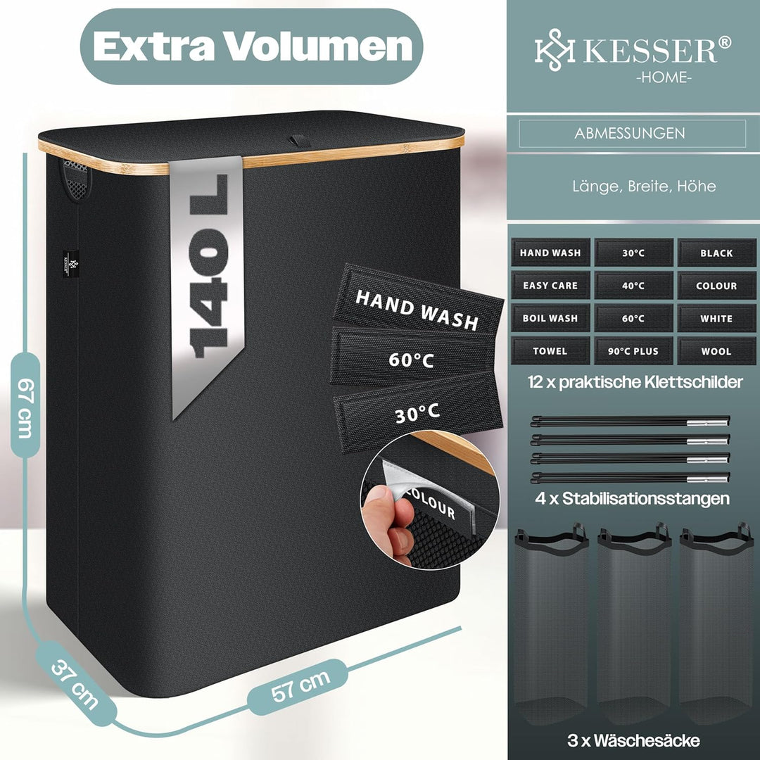 KESSER® Wäschekorb mit Deckel faltbar Wäschebox Wäschetruhe Wäschetonne | Wäschesammler mit herausne