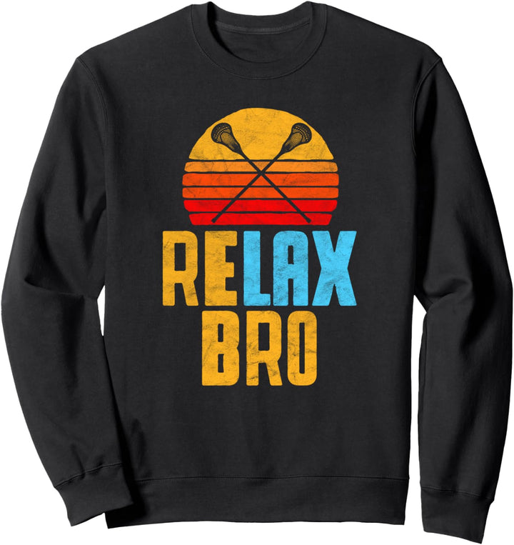 RELAX BRO! Vintage Surf Sun Design Lacrosse Sweatshirt