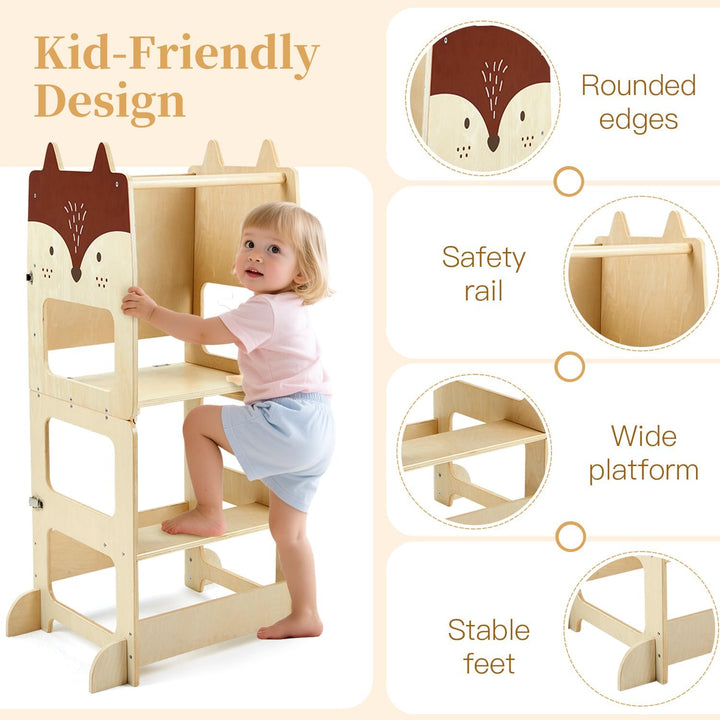 labebe Lernturm ab 1 Jahr（92 * 38.5 * 42cm）， klappbar Montessori Learning Tower，3 in 1 Montessori Le