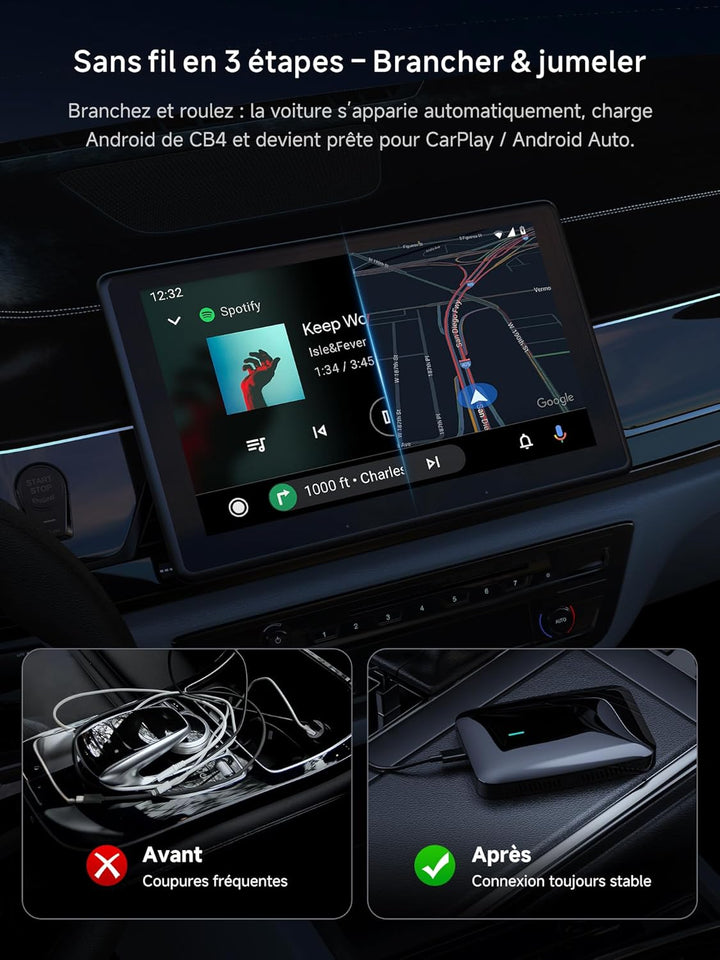 AI Box CarPlay/Android Auto Wireless Adapter, 4G+32G, Performance-Upgrade für Autos mit Kabel-CarPla
