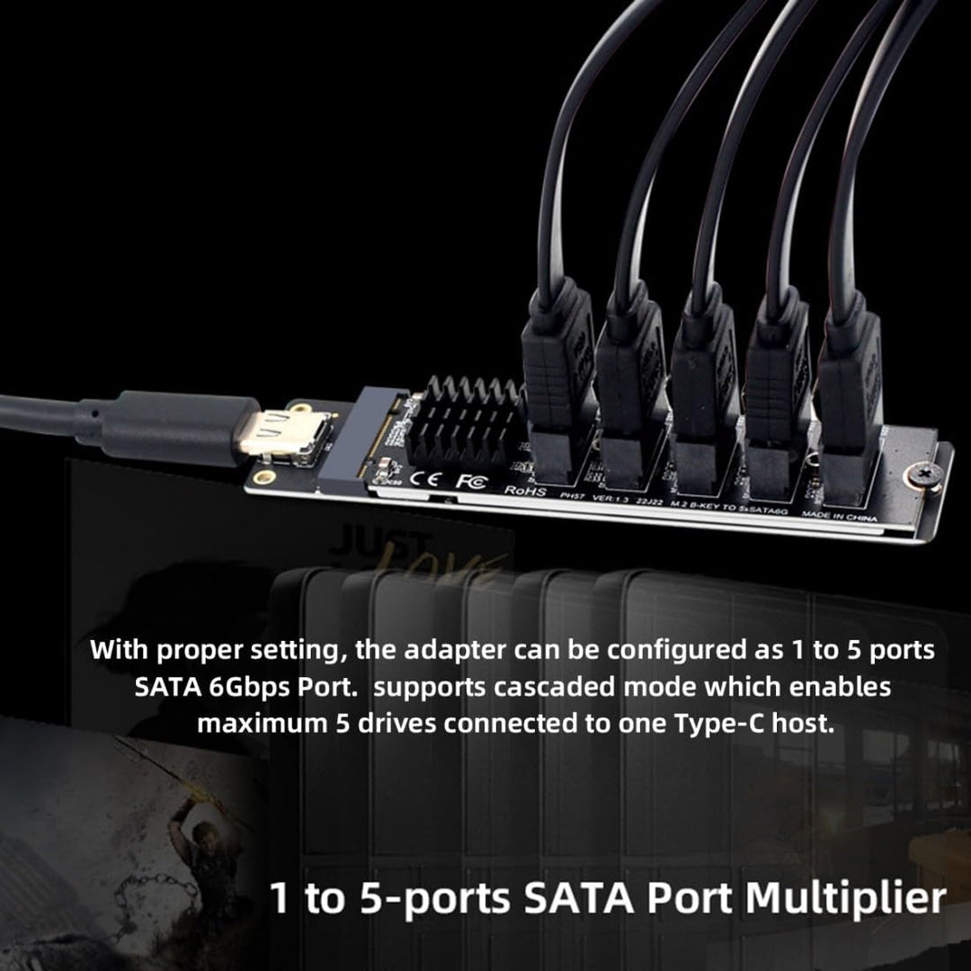 chenyang USB 3.1 Gen 2 zu 5 SATA 3.0 Port Multiplikator Erweiterungskartenadapter für Motherboard Sa