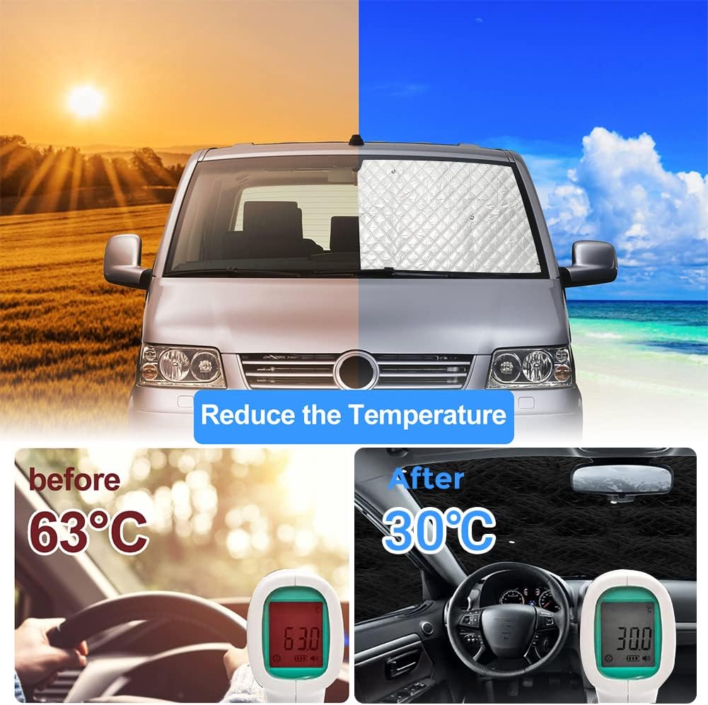 Sonnenschutz Auto Frontscheibe Kompatibel mit FIAT Ducato Peugeot Boxer Citroën Jumper 2006-2021, 3
