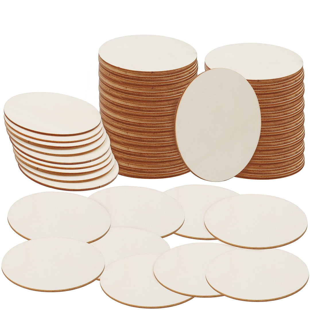 Belle Vous 100er Pack Holzscheiben 10cm - Set Untersetzer Holz - Holzplatte Rund - Zum Basteln Klein