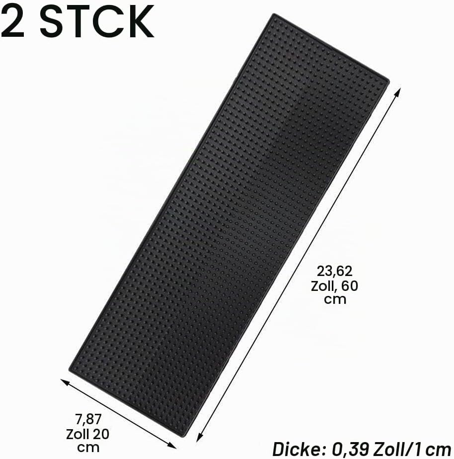 2 Stück Bar-Service-matten, Schwarze Barmatte, 60 X 20 cm, rutschfeste Whiskey-Kaffee-bar-matten, Un