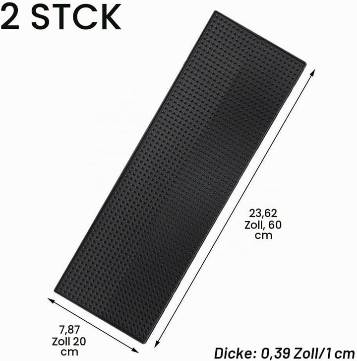 2 Stück Bar-Service-matten, Schwarze Barmatte, 60 X 20 cm, rutschfeste Whiskey-Kaffee-bar-matten, Un