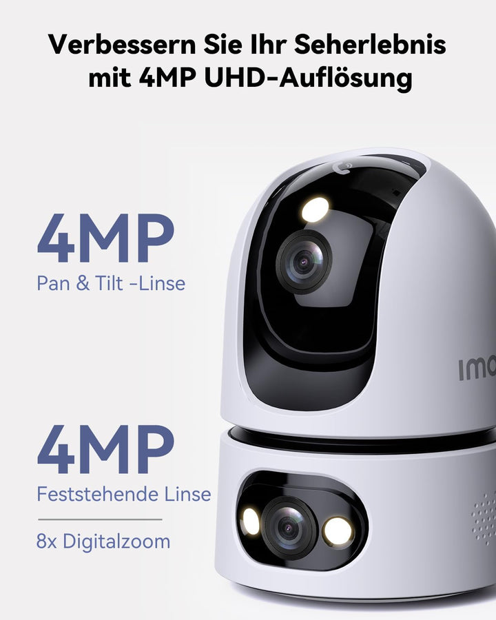 Imou 3K+2K UHD Dual Kameras Überwachungskamera Innen mit Person/Haustiererkennung, 360° PTZ WLAN Ind