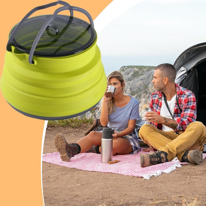 Silikon-Camping-Kochtopf, faltbarer Kaffeekessel, 1,5 l Wasserbehälter mit grossem Fassungsvermögen,