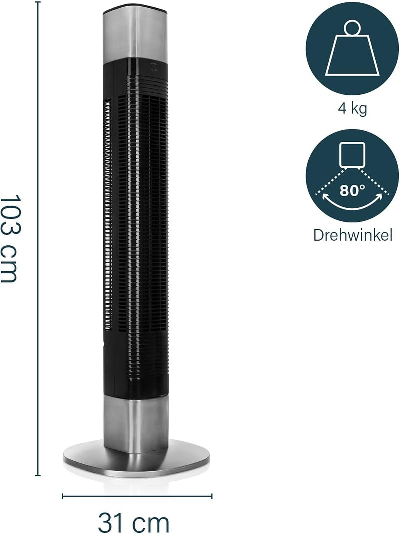 Princess 350000 oszillierender Turmventilator, kompatibel mit Alexa und Smart Home Pro, 103 cm Höhe,