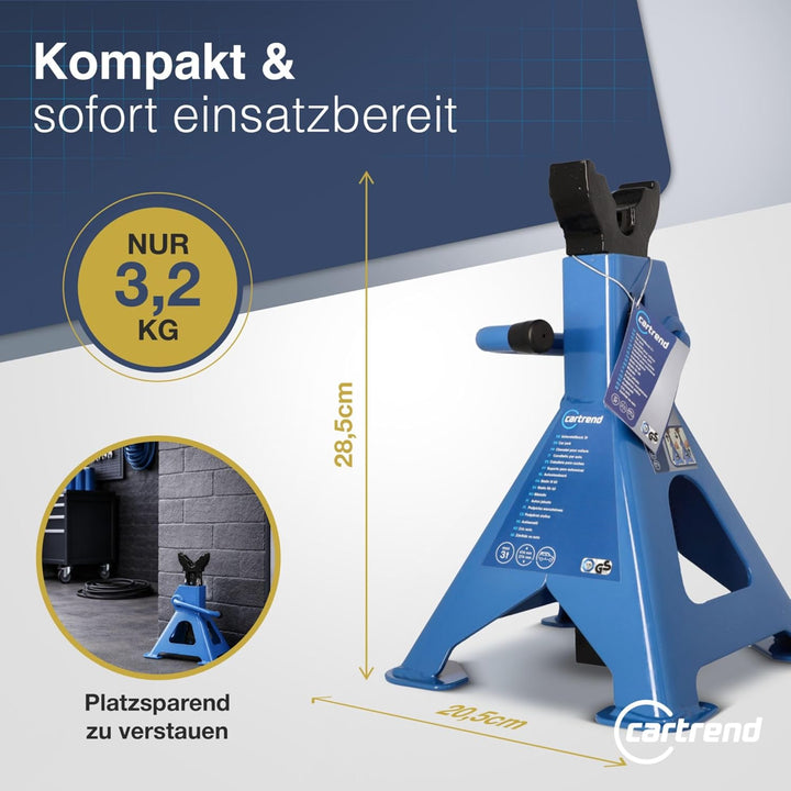 Unitec 10889 3000 kg für PKW höhenverstellbar Unterstellbock Profi 3 Tonnen in blau Sicherheitsböcke