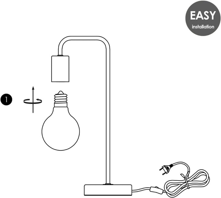 Home Sweet Home E27 Tischlampenfuss und 1,8 Meter klarer Schalter | Moderne Nachttischlampe in Sand