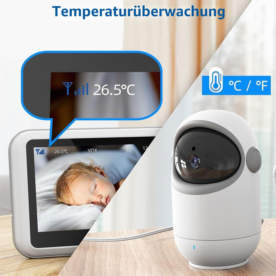 TakTark Babyphone mit Kamera, 4.3'' Babyfon mit Kamera und Audio mit Pan-Tilt 300° Rotation Video Ba