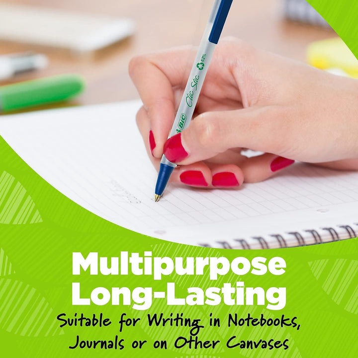 BICamp;reg; ecoLutions Clic Stic Retractable Ballpoint Pen, Black Barrel/Ink, Med Pt, 12/Dz