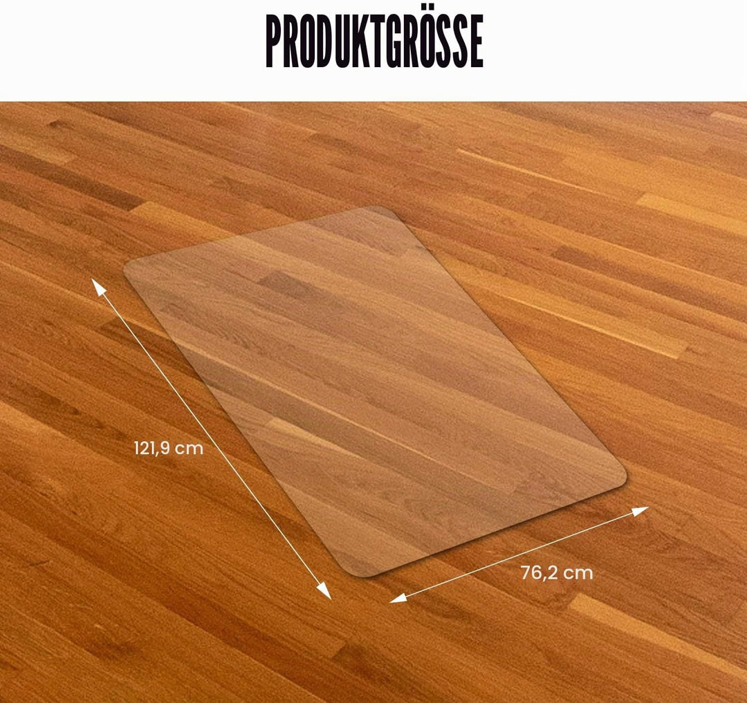 Kuyal Transparente Stuhlmatte, für Harte Böden, 75 x 120 cm, transparent, für Büro, Zuhause, Bodensc
