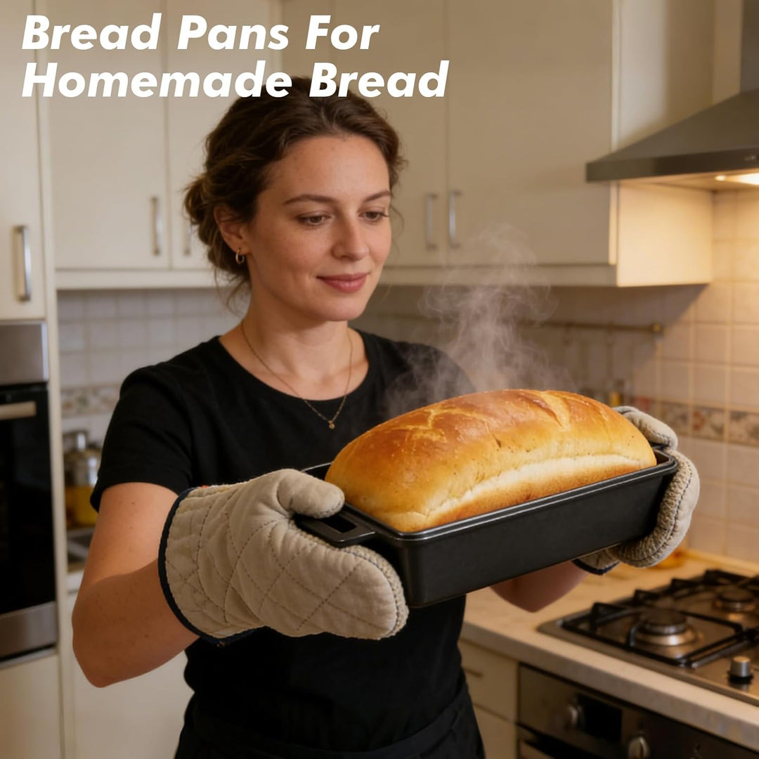 Gusseisen Brotbackform mit Deckel & Antihaft,Ofenfeste Kastenform Toastbrot Backform,Brottopf zum Ba