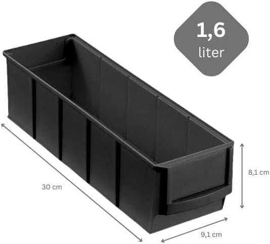 SparSet 5x Leitfähige Industriebox 300 S | HxBxT 8,1x9,1x30cm | 1,6 Liter | ESD, Sichtlagerkasten, S