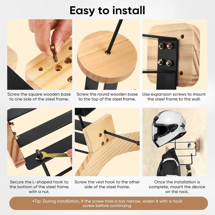 Helmhalterung für Motorradhelme Massivholz und robuster Stahl Wand Motorrad Zubehör Motorradhelm Hal