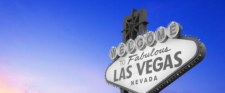 Pixxprint Glasbild Panorama, Wandbild aus Echtglas, tolles Las Vegas Schild, 100x40 cm, inkl. Aufhän