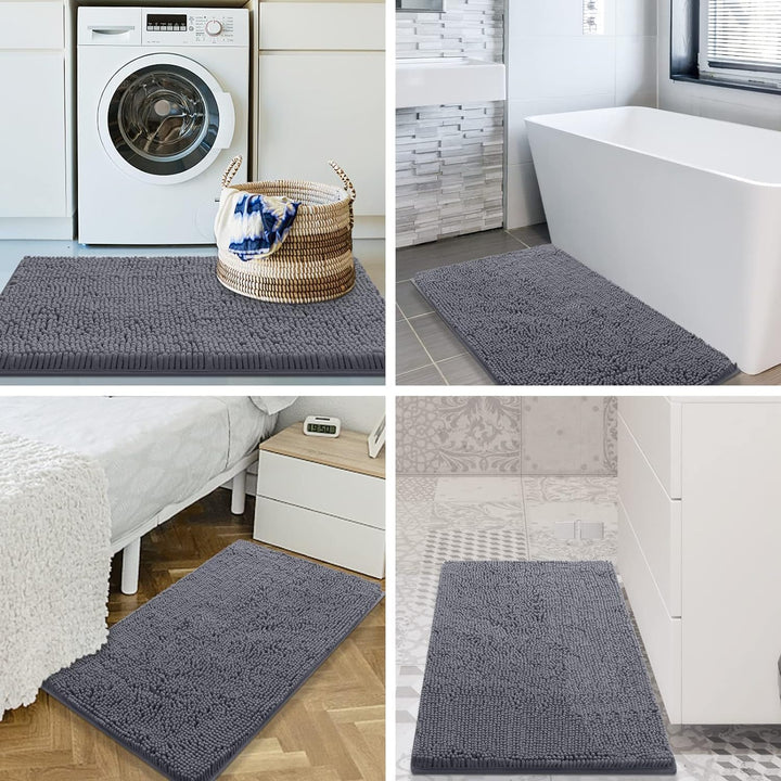 Homaxy rutschfeste Badematte Chenille Badezimmerteppich Mikrofaser Badteppich Saugfähige Hochflor Ba