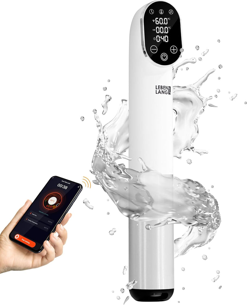 LEBENLANG 1200W Sous Vide Stick - Mit App-Steuerung I Edelstahl Su Vide Garen mit Timer für Fleisch