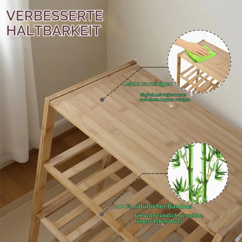 Schuhregal aus Bambus, freistehend, 5 Etagen, Mehrzweck-Regale für Flur, Schrank, Wohnzimmer, Eingan