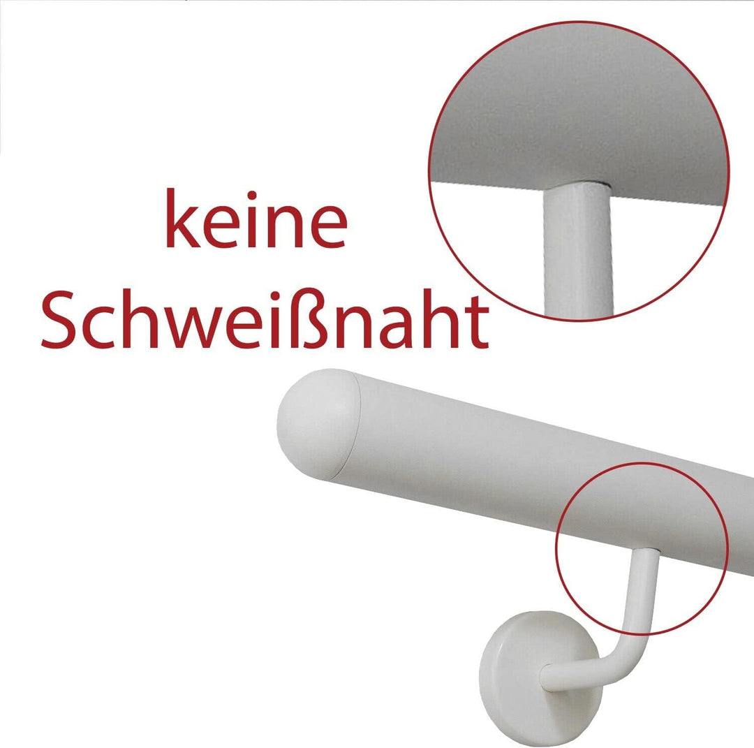 TIBU Handlauf Edelstahl weiss pulverbeschichtet 42,4 mm Geländer innen aussen wetterfest, Länge 160