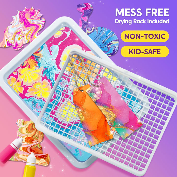 Klever Kits Wasser Marmorierfarbe für Kinder,Magic Marbling Paint Art für Mädchen ab 6-12 Jahren,Mar
