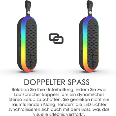 Boompods Halo – Kleiner tragbarer Bluetooth-Lautsprecher mit Lichtern – laute kabellose Outdoor-Reis