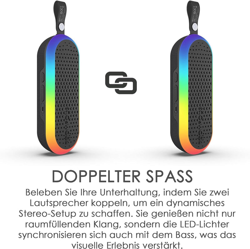 Boompods Halo – Kleiner tragbarer Bluetooth-Lautsprecher mit Lichtern – laute kabellose Outdoor-Reis