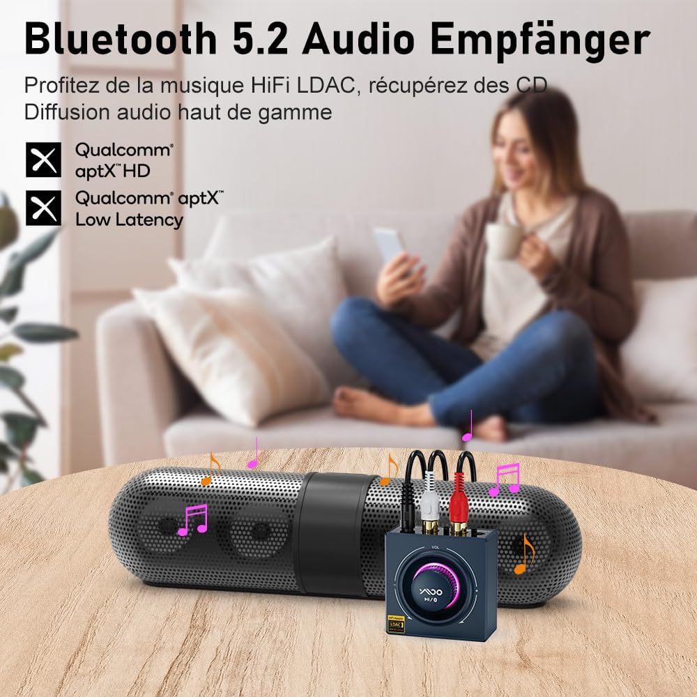 B06T3 LDAC Bluetooth Empfänger für Stereoanlage, Aptx Bluetooth Adapter HiFi Geringe Latenz(, B06T3