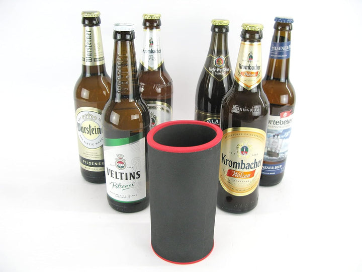 6X Schwarze Getränkekühler - Bierkühler - Flaschenkühler für 0,5L Bierflaschen aus bestem 5-6mm dick