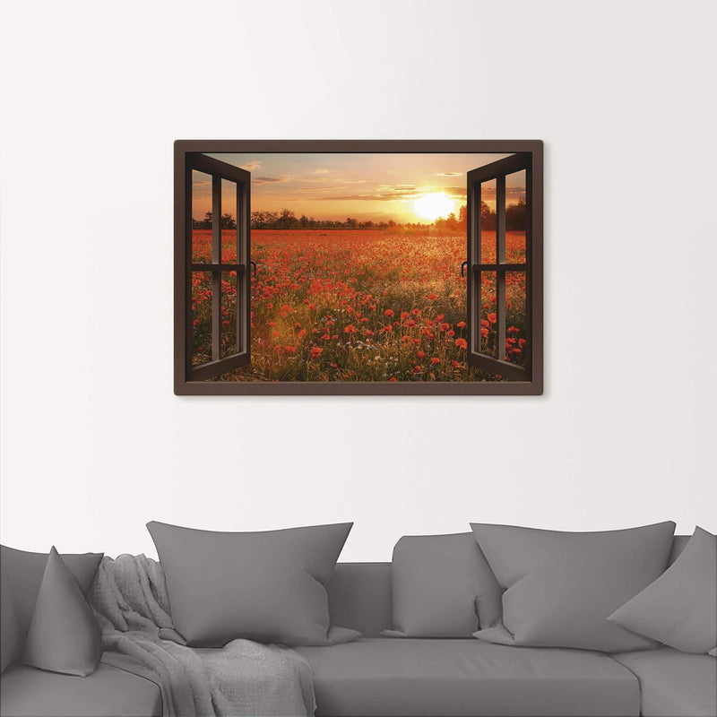 Artland Leinwandbild Wandbild Bild auf Leinwand 70x50 cm Wanddeko Fensterblick Fenster Natur Botanik