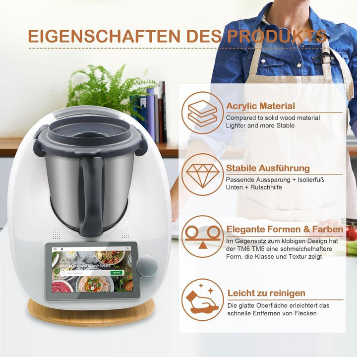 Gleitbrett für Thermomix TM6 TM5, Bambus Schnelles Bewegen Gleitbrett für Thermomix Vorwerk Küchenma
