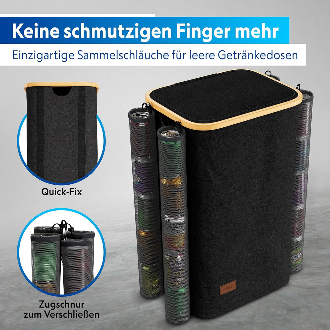 Pfandflaschen Sammelbehälter 100L, 4 Dosensammler &amp; 2 Tragetaschen | Leergut Sammler, Flaschensammle