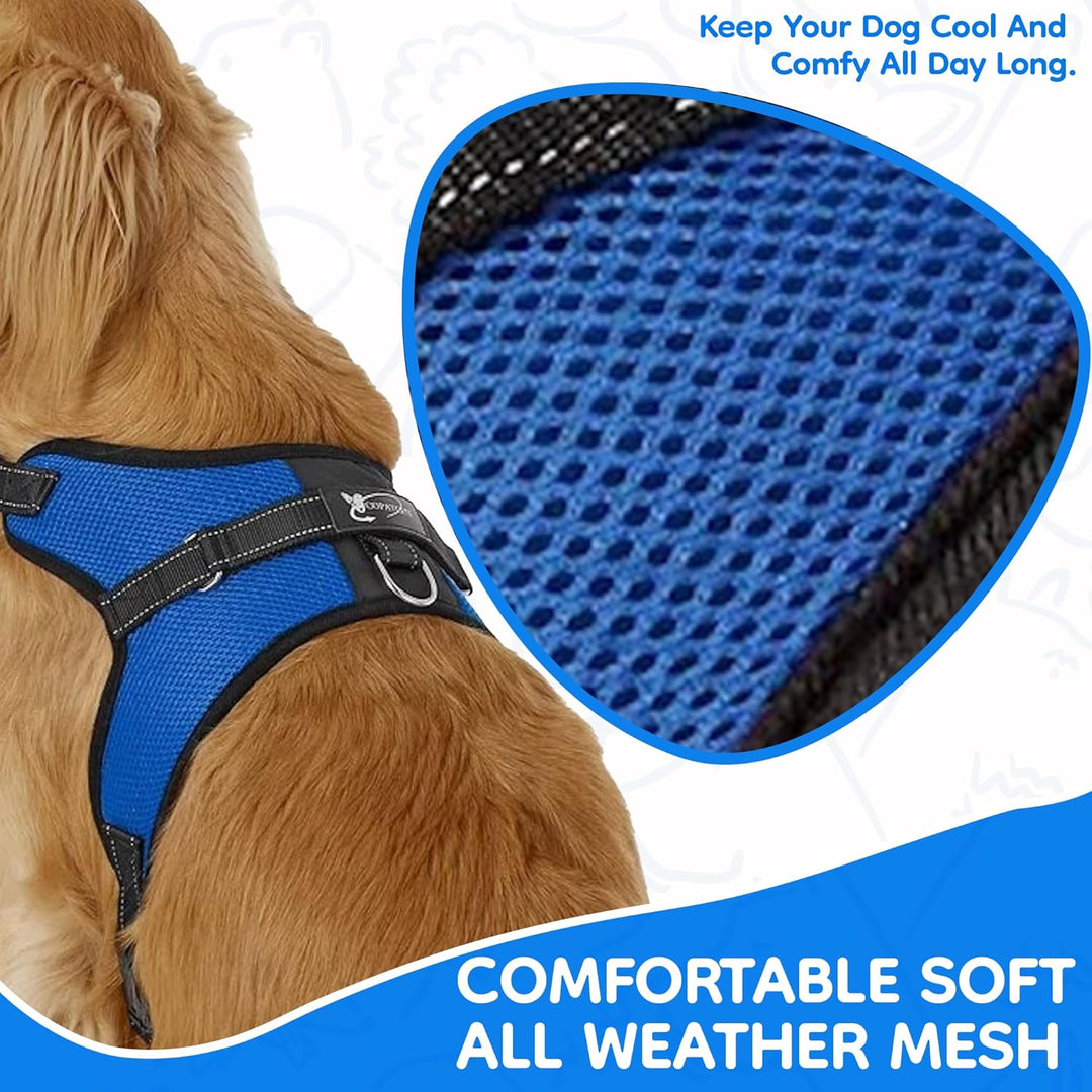 Hundegeschirr „Kein Ziehen“, reflektierend, verstellbar, mit Griff, Small, blau Small blau, Small bl