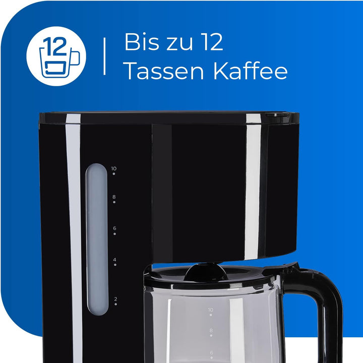 Exquisit Filterkaffemaschine KA 6103 sw | 12 Tassen Kaffee | 1x4 Filtergrösse | 900 Watt | Abschalta