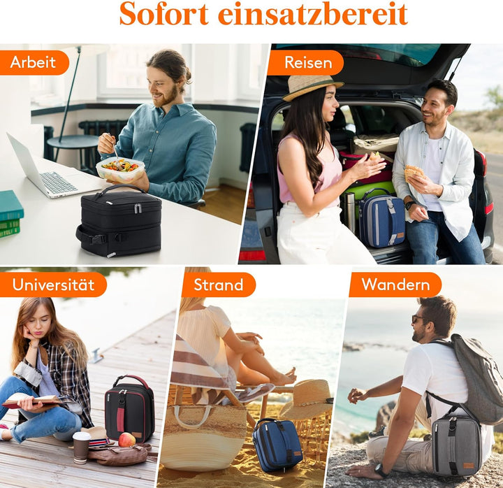 Lifewit Erweiterbare Lunchtasche 12L, Kühltasche Klein, Lunch Bag 12L Schwarz, 12L Schwarz