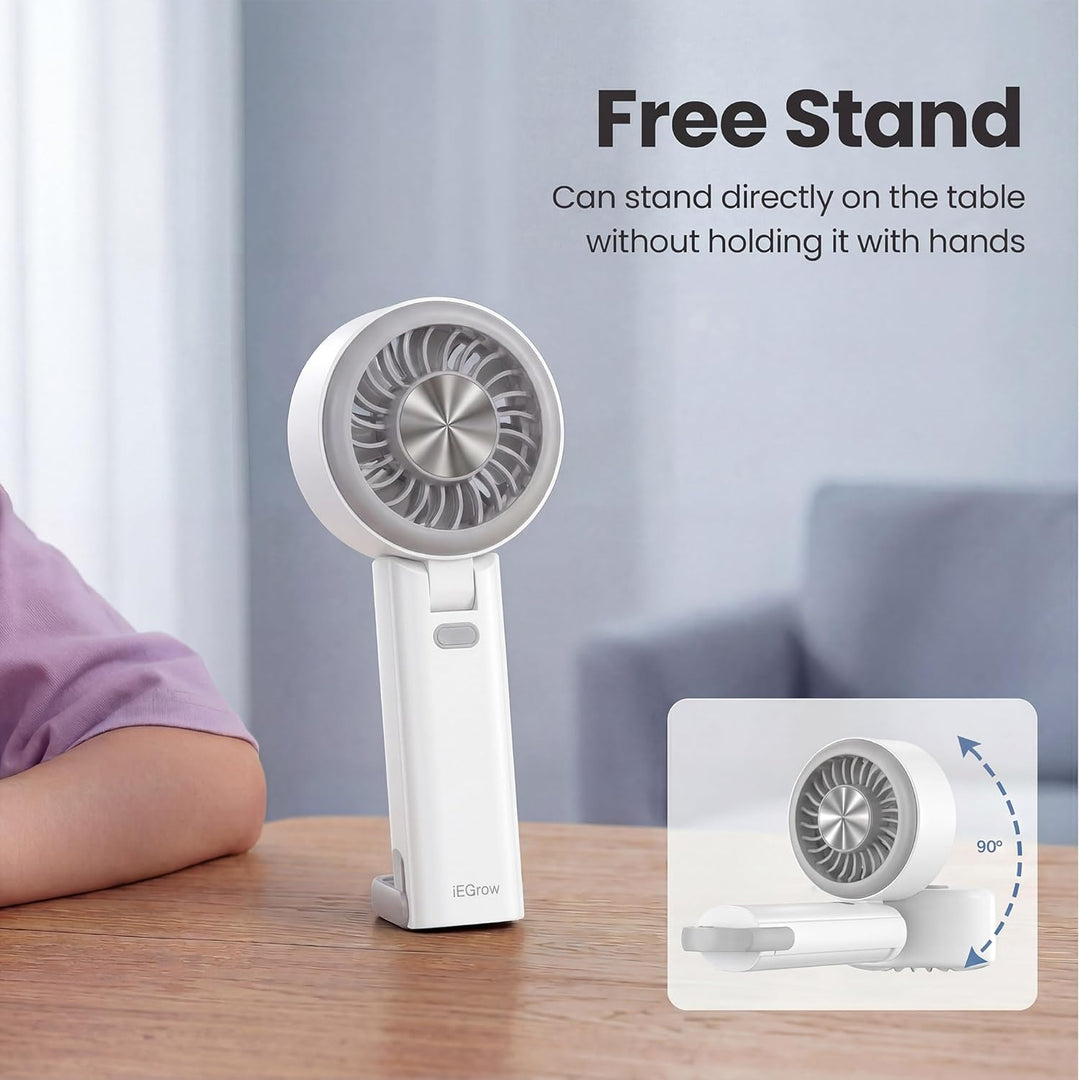 iEGrow Handventilator, Tragbarer USB Aufladbarer Mini Ventilator mit 3 Geschwindigkeitsstufen, Faltv