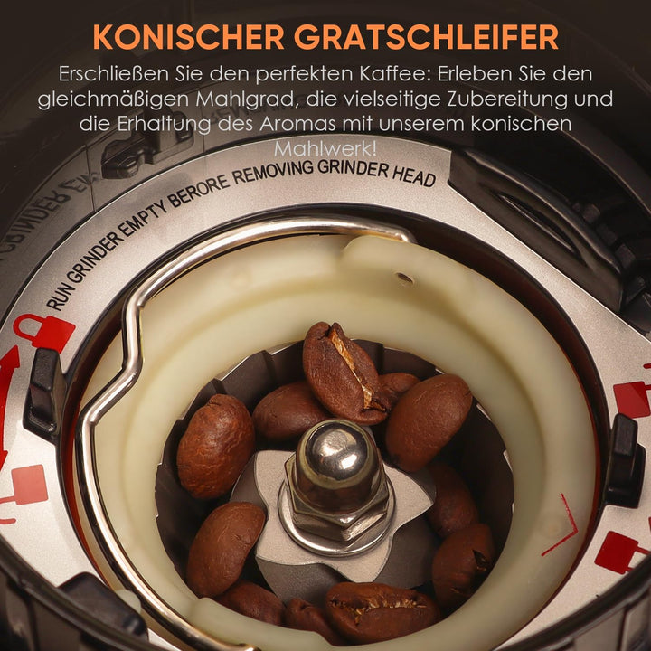 Biolomix Elektrische Kaffeemühle mit abnehmbarem Griffhalter,48 Mahlgradeinstellungen,einstellbar vo
