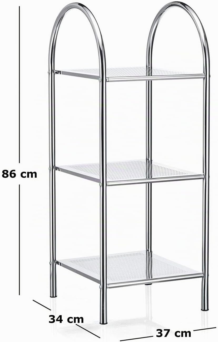 CARO-Möbel Badregal Standregal Haushaltsregal Handtuchregal Playa aus verchromtem Metall mit 3 Ablag