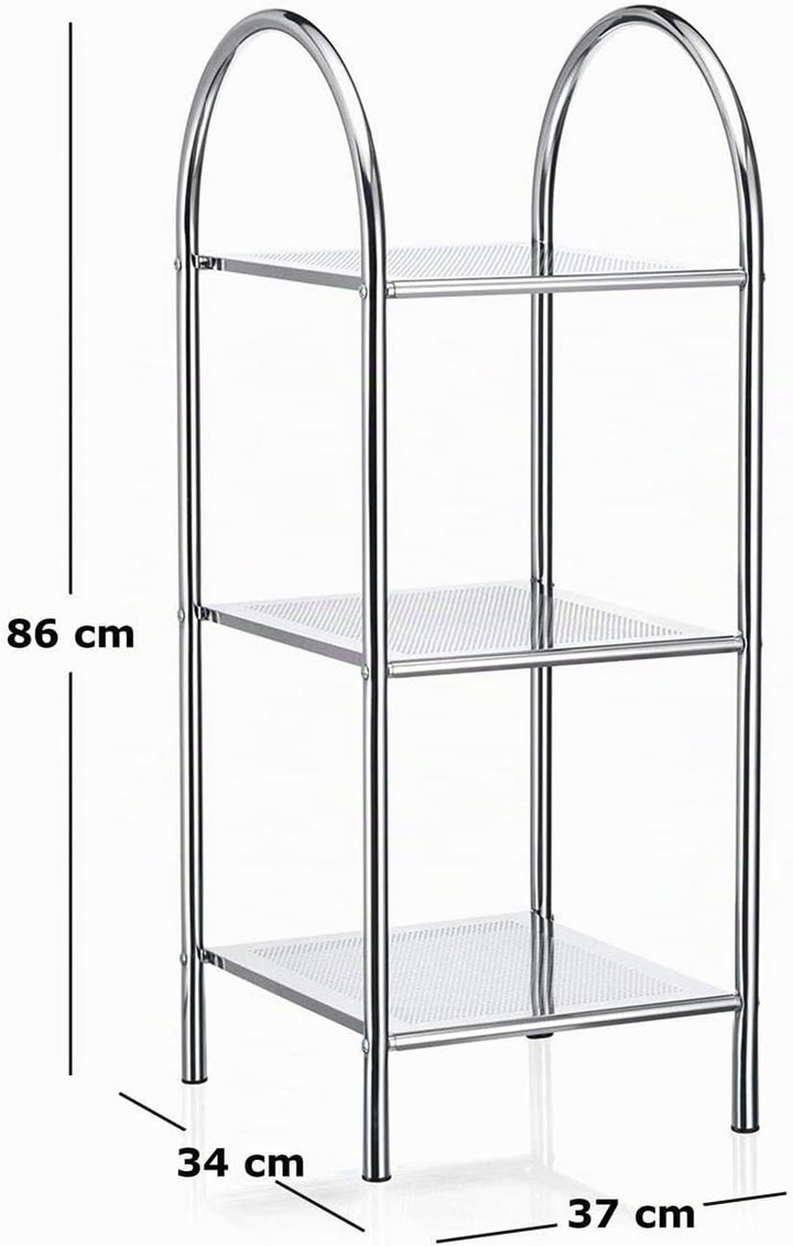 CARO-Möbel Badregal Standregal Haushaltsregal Handtuchregal Playa aus verchromtem Metall mit 3 Ablag