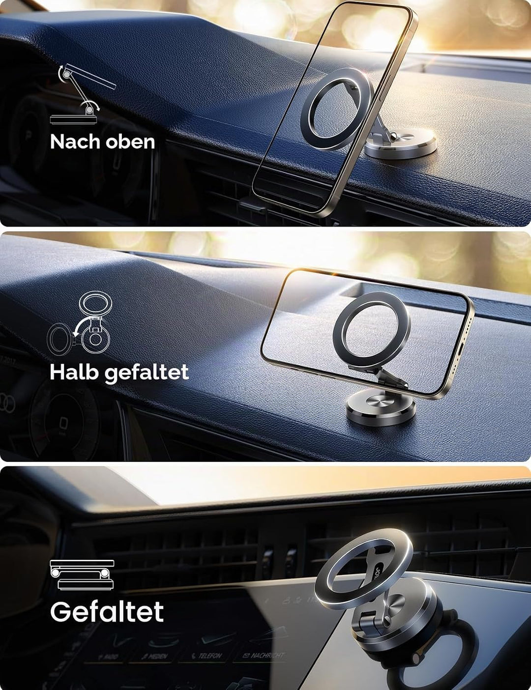 JOYROOM Handyhalterung Auto Magnet [Faltbar &amp; Vollmetall] MagSafe Autohalterung mit 20 x N55 Magnete
