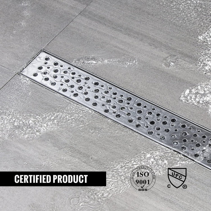 Duschrinne 100 cm, Blase Duschrinne extra flach, Edelstahl Bodenablauf Komplettset mit Siphon Haarsi