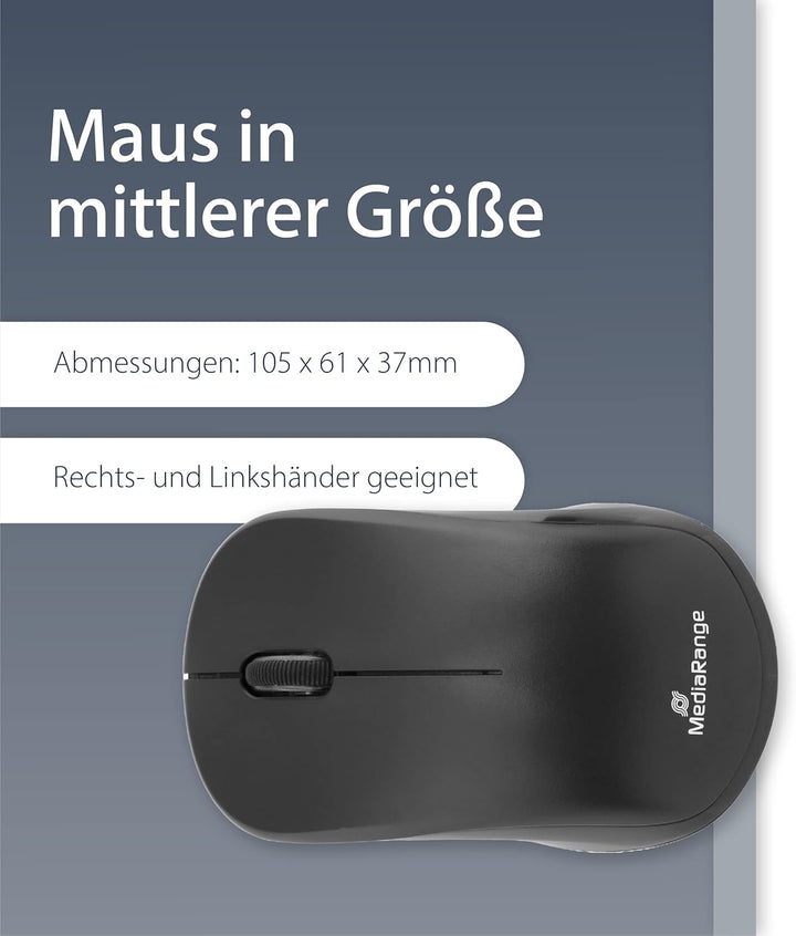 MediaRange kabelloses Funk-Tastatur und 3 Tasten Funk-Maus Set, deutsches QWERTZ Layout, PC Tastatur