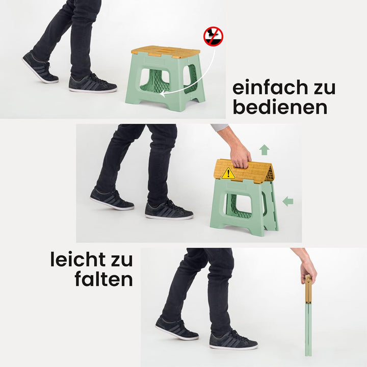 Vigar Kompakte Tritthocker Klappbar für Erwachsene, 32 cm, Klapphocker Faltbar 150 kg rutschfest, Le